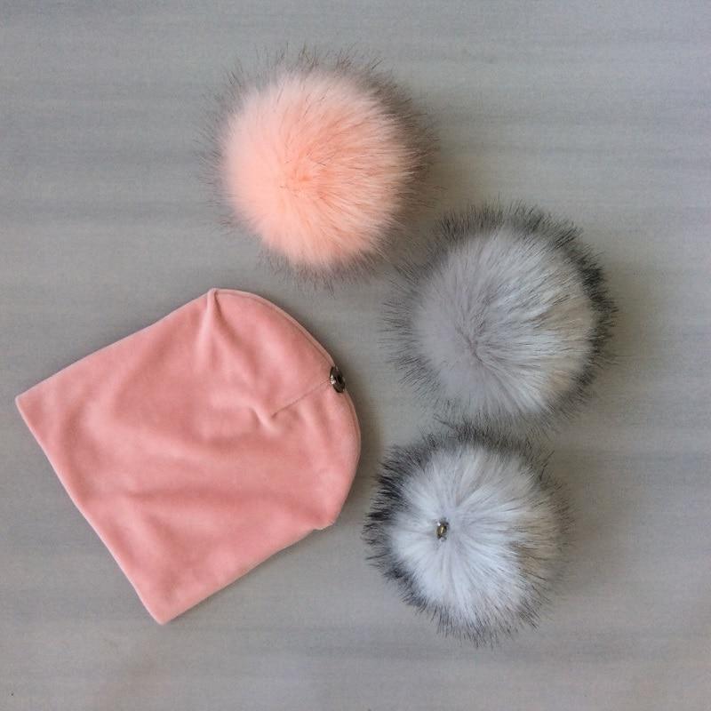 Kids Girls Solid Hat With Pompon Baby Beanie Pompom Cap Children's Accessories Design