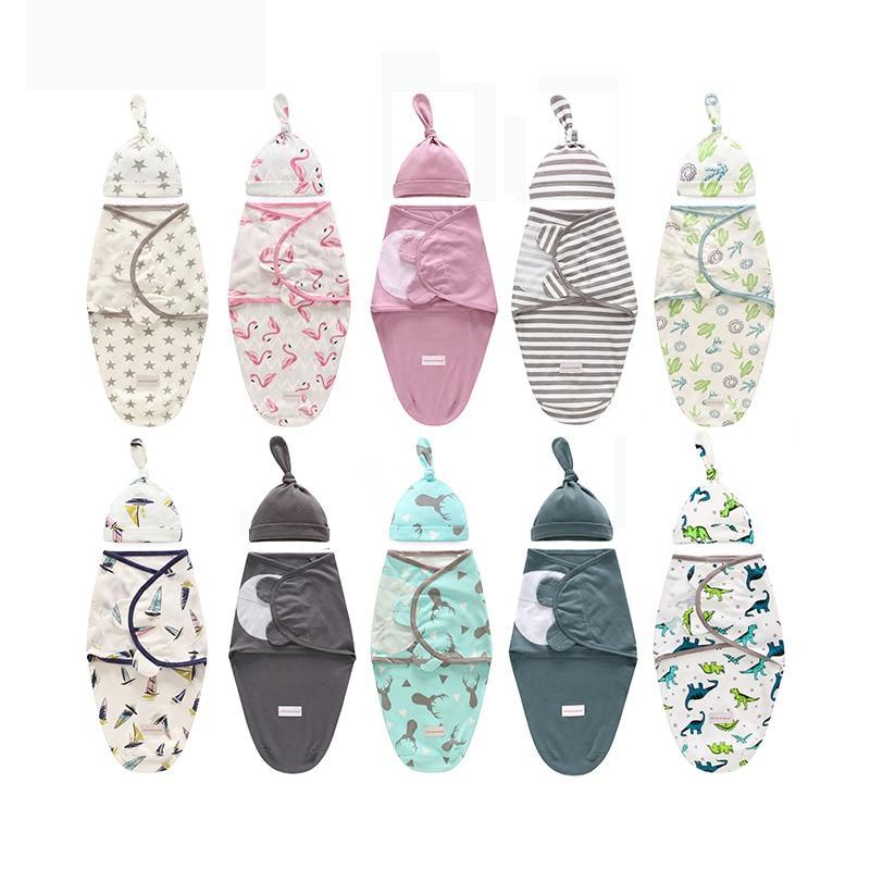 Baby Swaddle Blanket With Cap For Newborn Wrap Cotton Swaddling Bag Baby Envelope Sleep sack  Blanket .