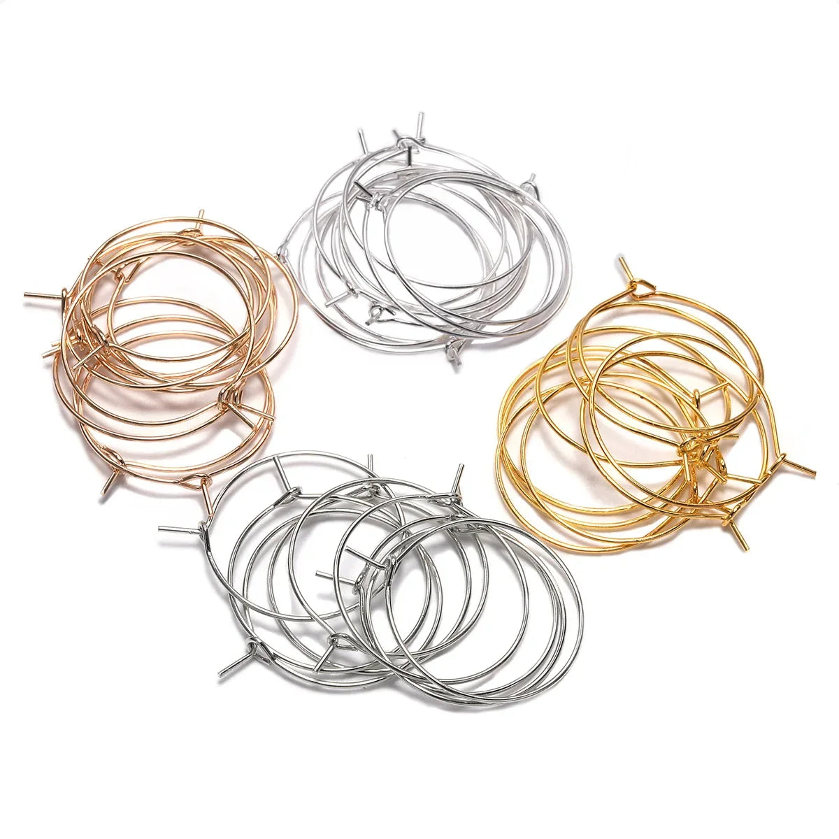 50pcs/lot 20 25 30 35 mm  KC Gold Hoops Earrings Big Circle Ear Wire Hoops Earrings Wires For DIY Jewelry Making Supplies