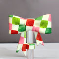 Christmas Checkers 3D Bow Straw Topper