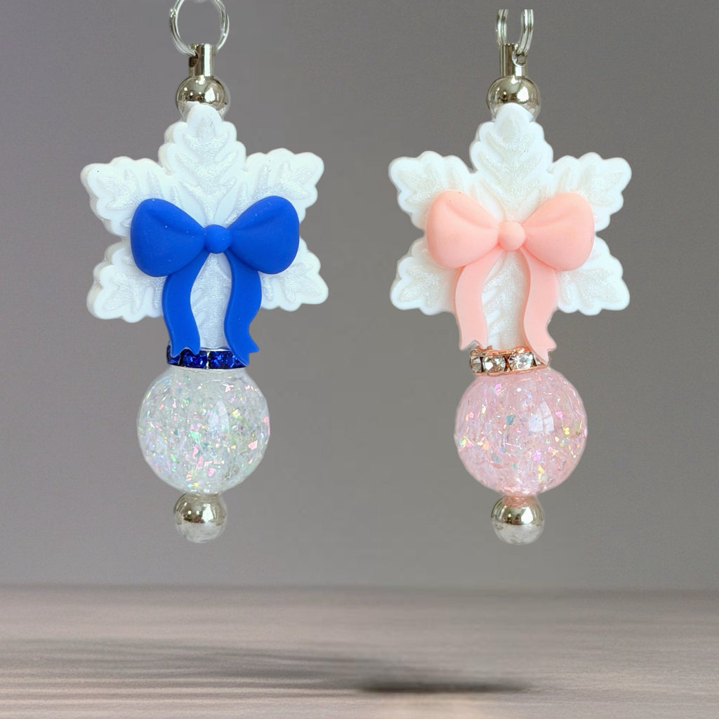 Snowflake Bow Charm - Tumbler Handle Charm