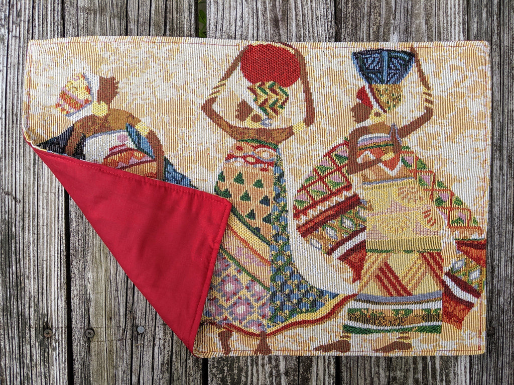 DaDa Bedding Set of 4-Pieces Dancing Women African Kwanzaa Tapestry Dining Table Placemats 13” x 19” (18117)