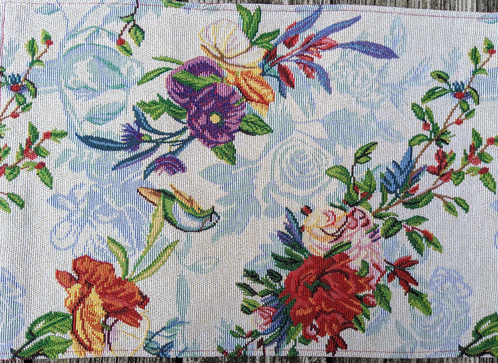 DaDa Bedding Set of 4-Pieces Tropical Sky Blue Birds Floral Tapestry Dining Table Placemats 13” x 19” (18116)