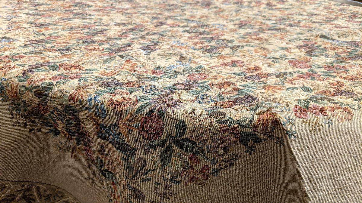 DaDa Bedding Wildflower Wonderland Floral Golden Beige Tan Square Dining Table Cloth (3100)