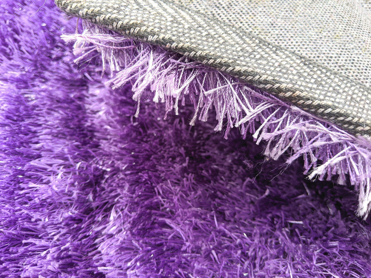 DaDa Bedding Shaggy Soft Door Mat Carpet Rug - 20" x 32" Striped Shiny Purple Lavender