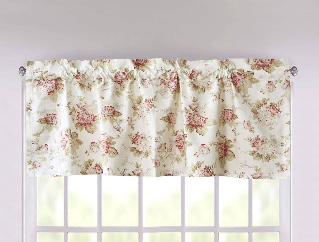 DaDa Bedding Dainty Floral Garden Pastel Roses Cottage Window Curtain Valance - 18" x 52" (3036)