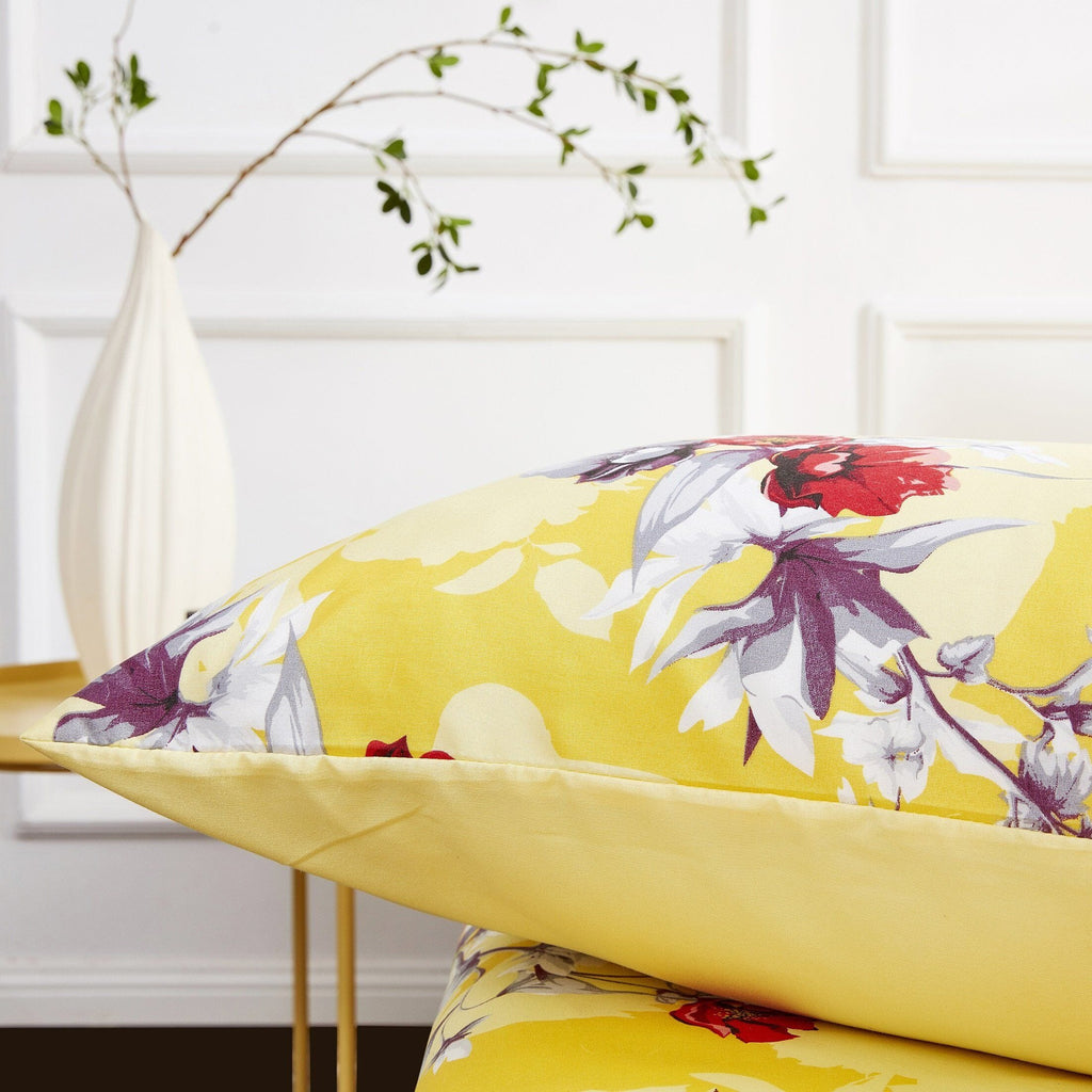 DaDa Bedding Sunshine Yellow Hummingbirds Floral Fitted Bed Sheet w/ Pillow Cases (JHW-925)
