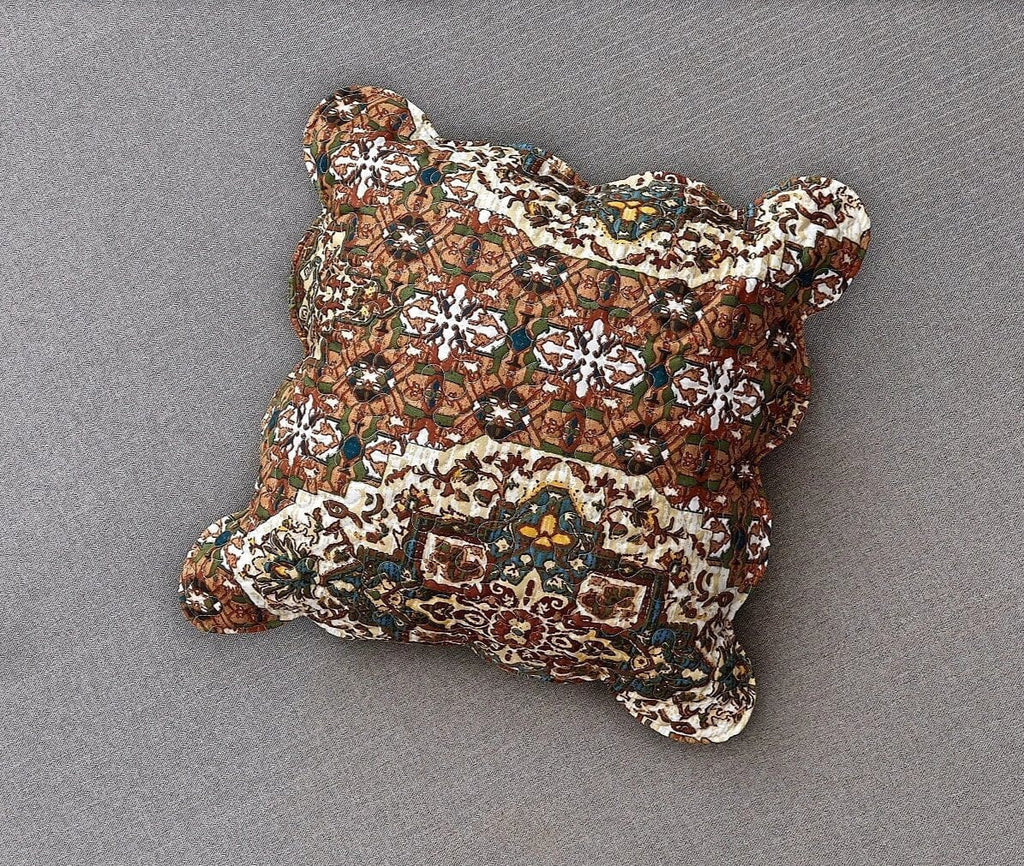 DaDa Bedding Set of 2-Pieces Rustic Earthy Cross Motif Folk Scalloped Throw Pillow Covers, 18" x 18" (JHW944)