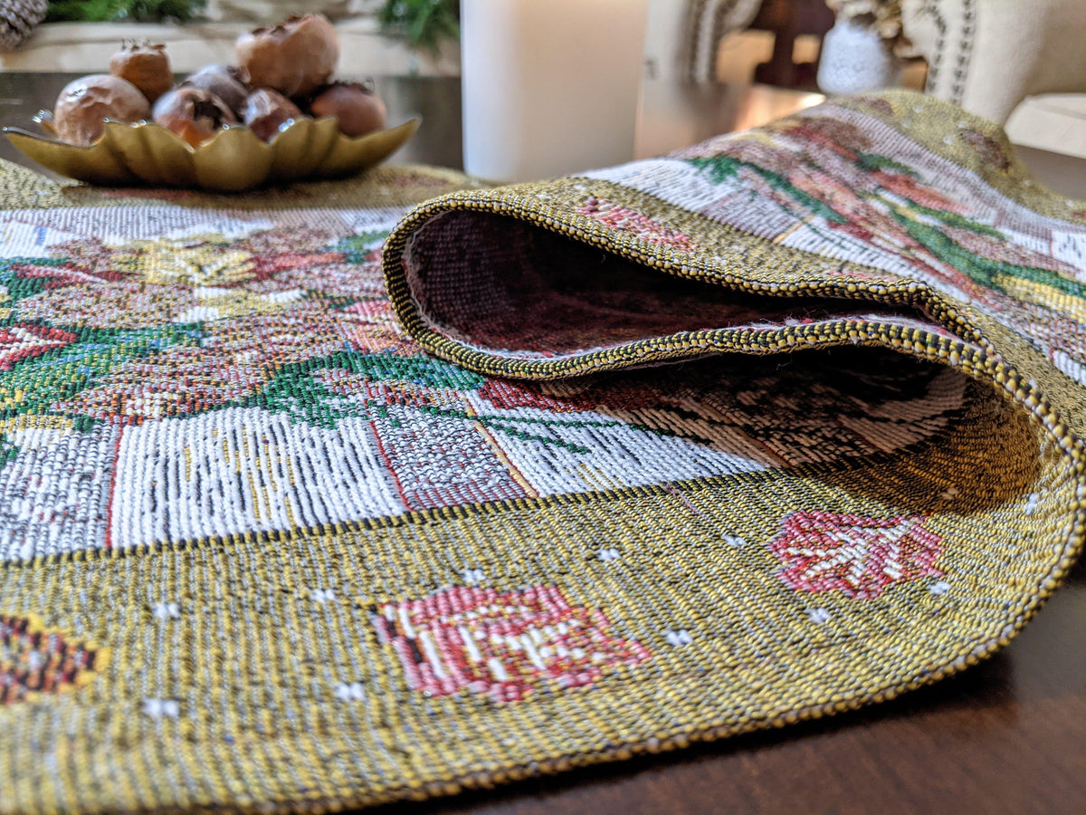 DaDa Bedding Rustic Floral Bouquet Lights Holiday Tapestry Dining Table Runner (6068)