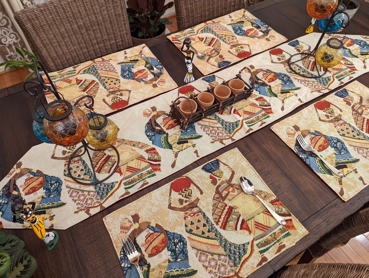 DaDa Bedding Dancing Women African Dreams Elegant Woven Tapestry Dining Table Runner (18117)