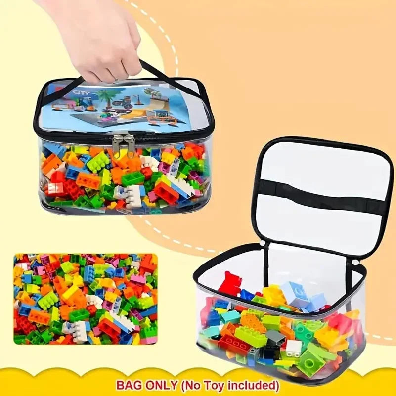 Transparent Mesh Zipper Toy Storage Bag - Large Capacity Puzzle and Block Organizer, Ideal for Toy and Building Block Storage So