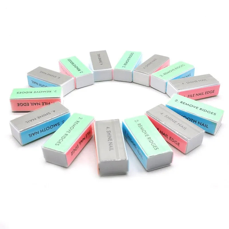 10 / 20pcs Nail Buffers Colorful 4 Way Different Grit Professional Nails File Polishing Block Sanding Manicure Art Sponge Tools