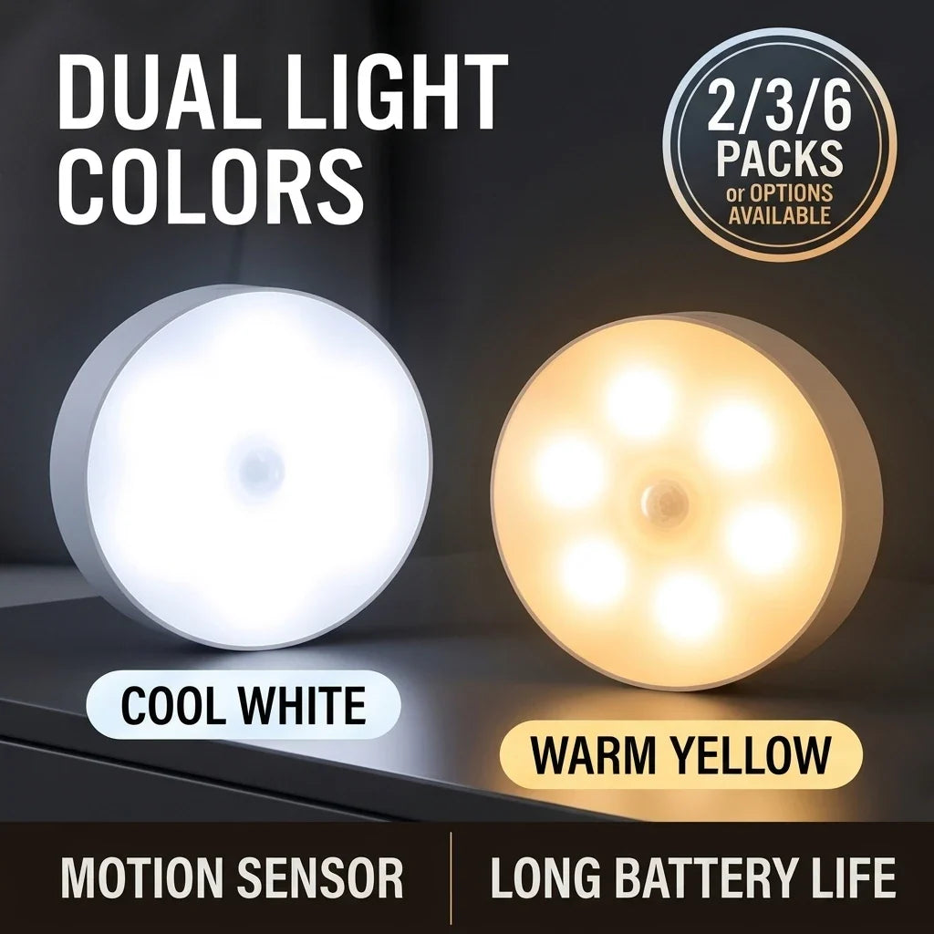 Warm LED Night Light with Motion Sensor USB Rechargeable Wireless Lamp for Cabinet Wardrobe Staircase Closet Lighting