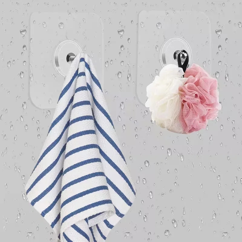 Adhesive Wall Hooks - No Nails/Sticky Wall Hangers Self-Adhesive Hooks Transparent  Waterproof Sticky  Invisible TracelessHooks
