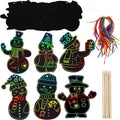 12/24pcs Rainbow Scratch Art Paper - DIY Christmas Ornaments & Party Favors - Tree Pattern, Best for Christmas