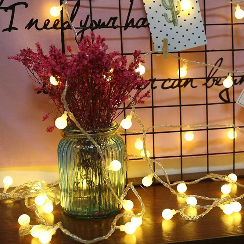 12M USB/Battery Power Ball LED String Lights Garland Lights Waterproof Outdoor Lamp Wedding Garden Fairy Lights Christmas Decor.