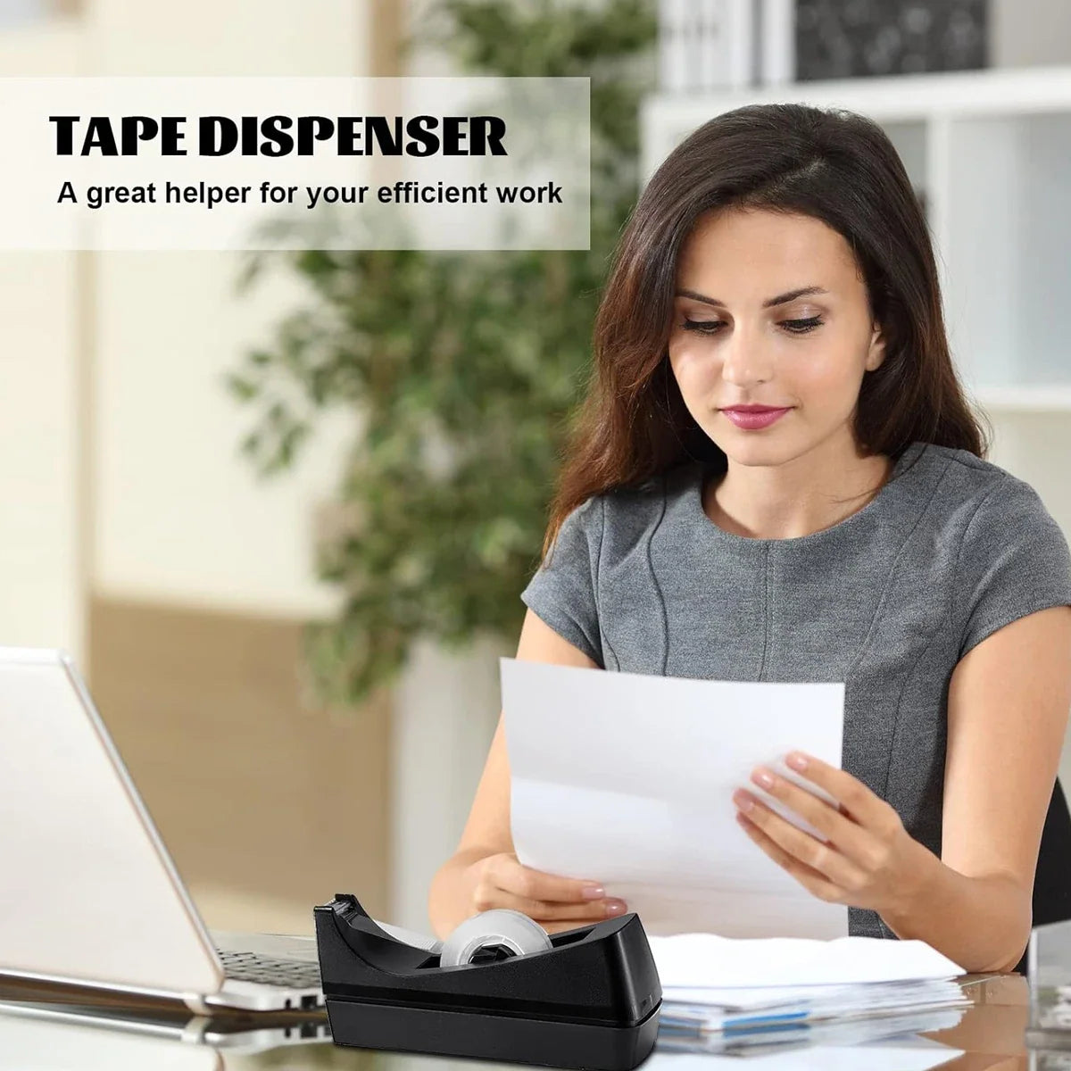 1pc，Black, Desktop Tape Dispenser with Non-Slip Base, Dispenser Tape Refill, Dispenser