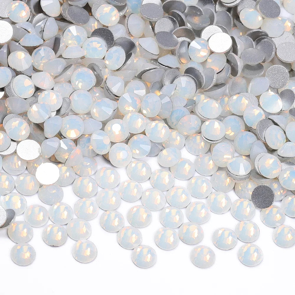 SS3-SS30 White Opal Rhinestone For Clothes Non-hotfix Wedding Accessories Sequin Applique Crystal Nail Rhinestones