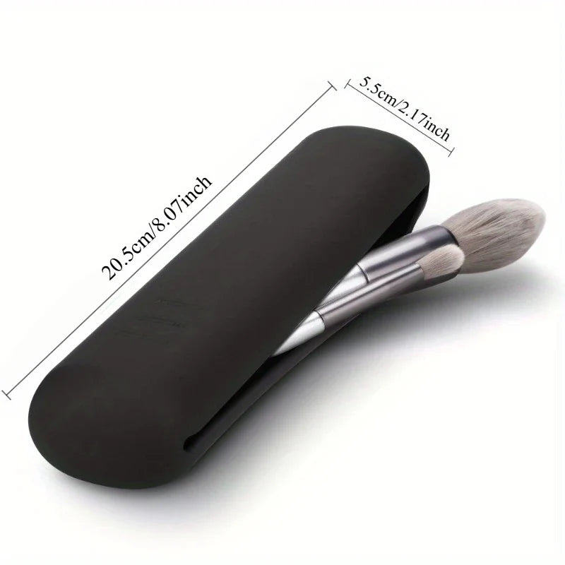 Travel Makeup Brush Holder,Silicon Trendy And Portable Cosmetic Face Brushes Holder,Soft And Sleek Makeup Tools Organizer