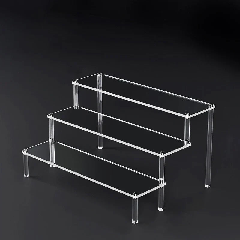 1-5 Tier Acrylic Display Risers Clear Shelf Doll Clay Figurine Display Stand for Desserts Perfume Organizer Showcase W-10