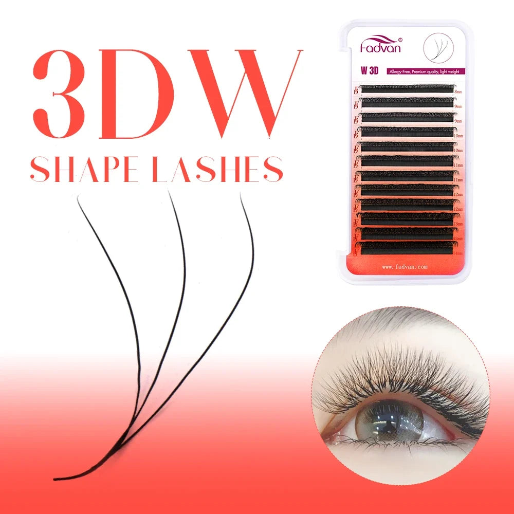 FADVAN YY/3D/4D/5D/6D W Shape Lashes M/C/D Curl Premade Volume Fans Faux Mink Eyelashes Brazilian Volume Natural Soft YY Lashes