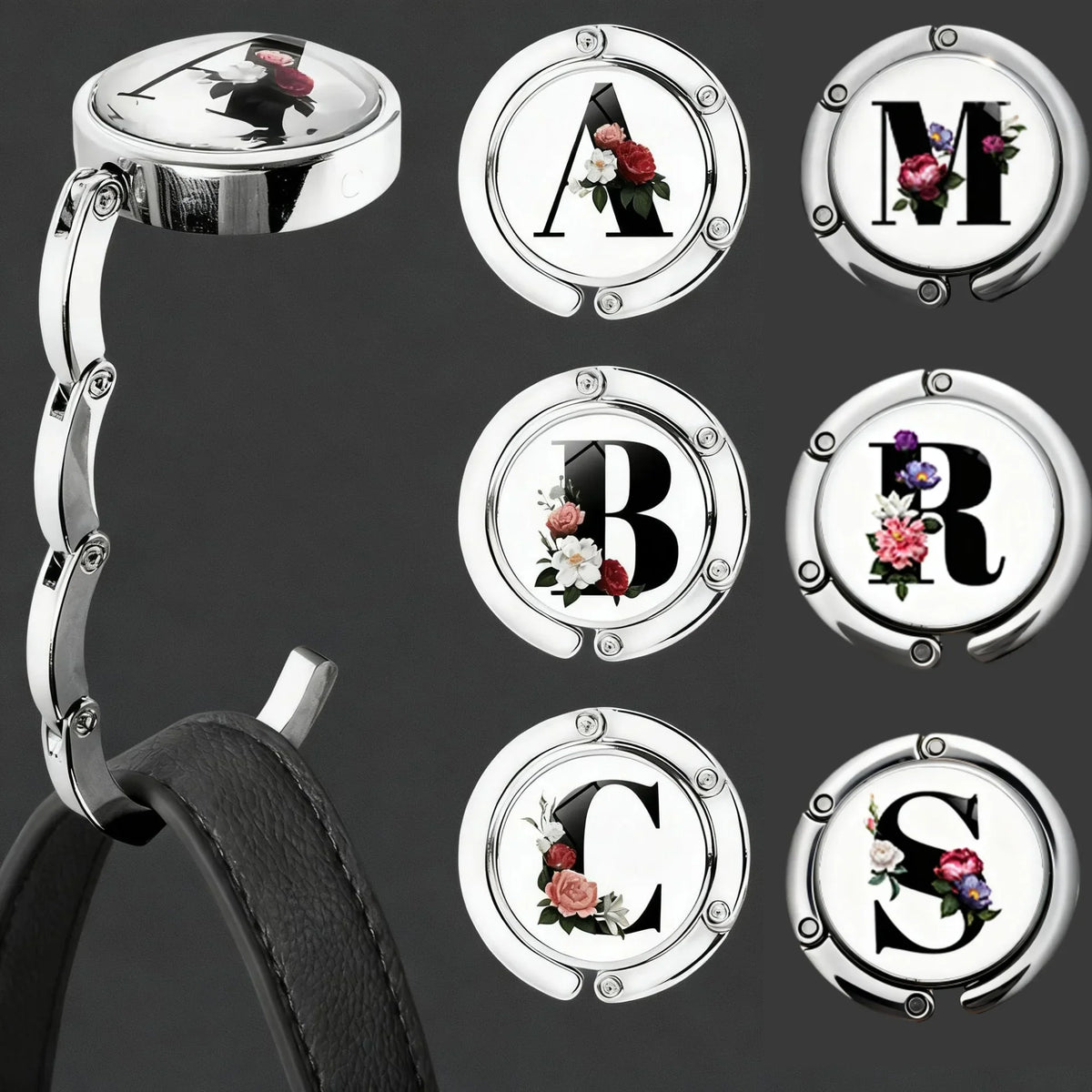 Foldable Bag Hanger Hook Purse Hook Handbag Hanger Table Hook Holder With Personalized Letter A-Z, Portable Table Hook For Women