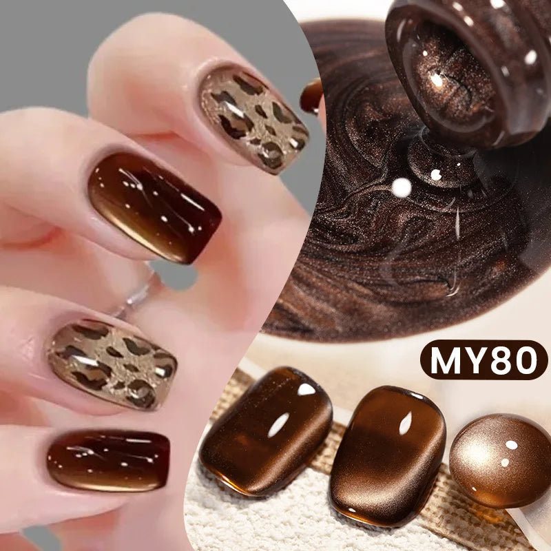 BORN PRETTY 10ml Brown Coffee Color Cat Magnetic Nail Gel Polish Fall Winter Soak Off UV LED Semi Permanent Nail Varnish 1/5PCS