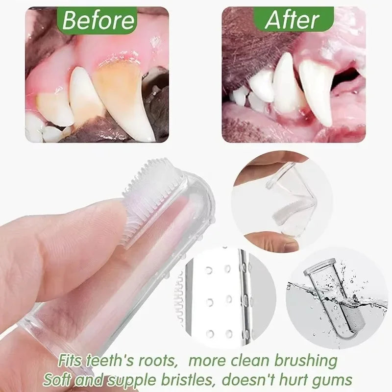 Super Soft Pet Finger Toothbrush Teddy Dog Brush Bad Breath Tartar Teeth Care Tool Dog Cat Cleaning Silicagel Pet Supplies