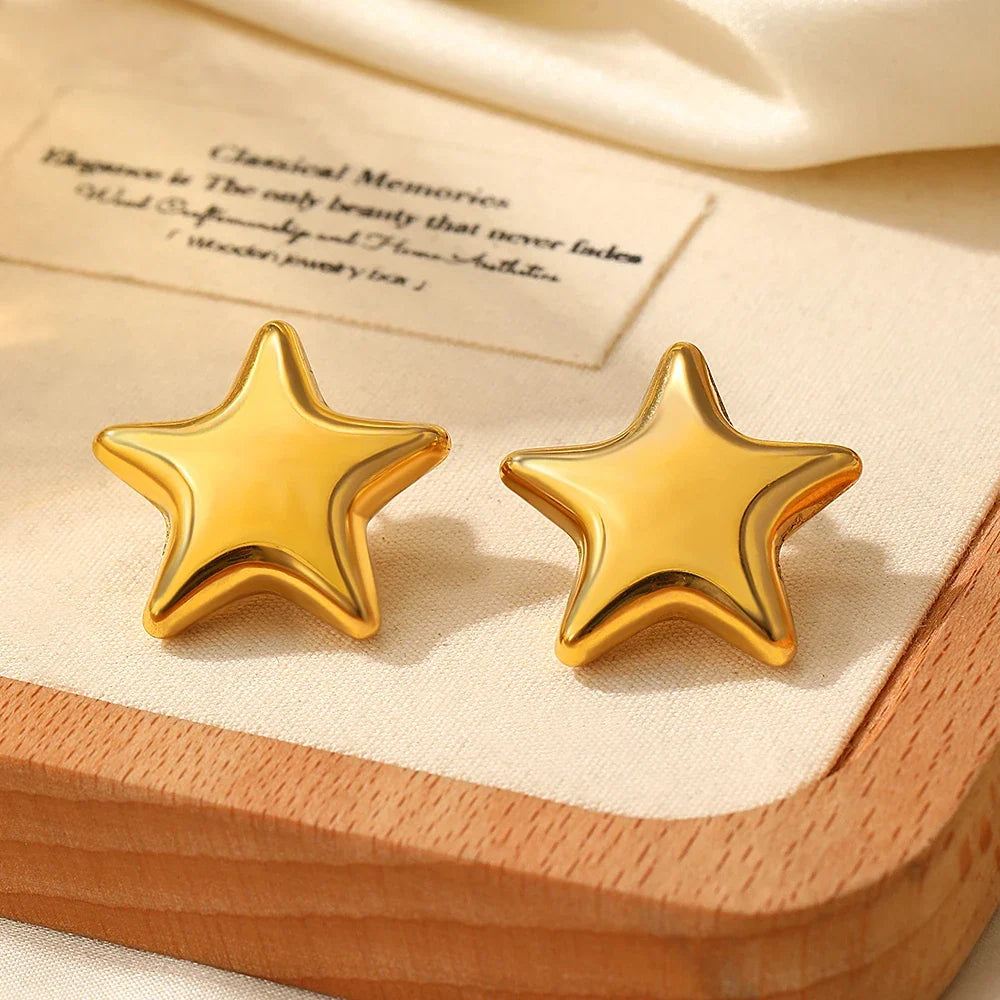 woiwoi Stainless Steel Earrings Exquisite Star Stud Super Fairy Sparkling Earrings For Women Jewelry Ornate Texture Best Friend