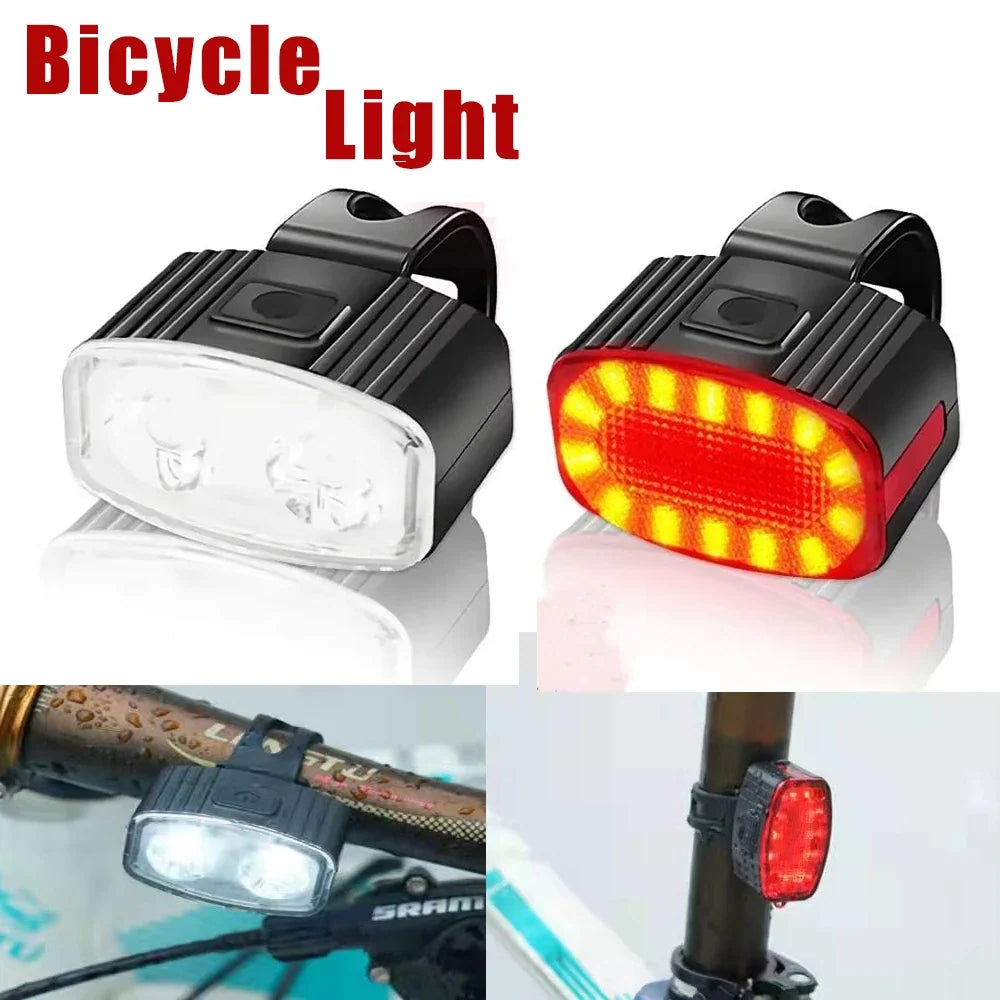 Bike Light Bicycle Front/Rear Light USB Rechargeable MTB Road Bike Headlight Waterproof Cycling Lamp Flashlight Fatbike Light