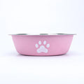 New Stainless Steel Dog Basin Paw Print Pet Supplies Cat Bowl Dog Bowl Silicone Anti-Slip Design Pet Drinking Water Feeding Bowl