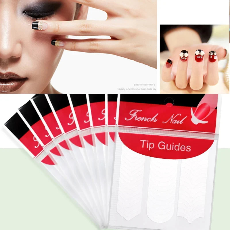 French Tip Manicure Stickers 10/50/100PCS Nail Art Guide Strips French Line Self-Adhesive DIY Nail Decals Fringe Designs