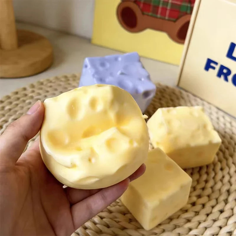Cheese Shaped Slow Rising Squishy Toy Multicolor Super Soft Stress Relief Squeeze Fidget Toy for Kids and Adults Anxiety