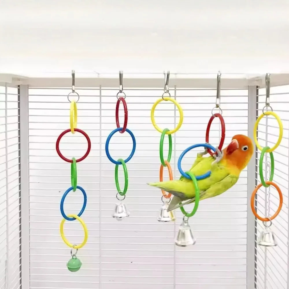 Colorful Plastic Hanging Ring Toy Birds Use To Play and Relieve Boredom Climbing Swing Interactive Toy for Bird Cage Accessories