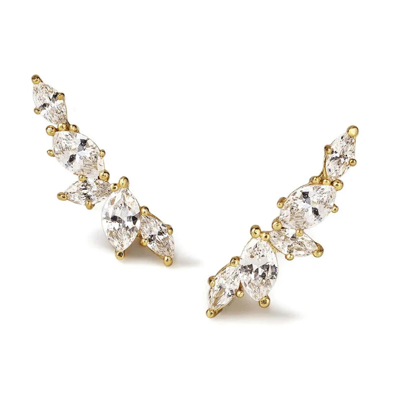 Huitan Dainty Stud Earrings with Crystal Cubic Zirconia Simple Stylish Ear Piercing Earrings for Women Trendy Jewelry Drop Ship