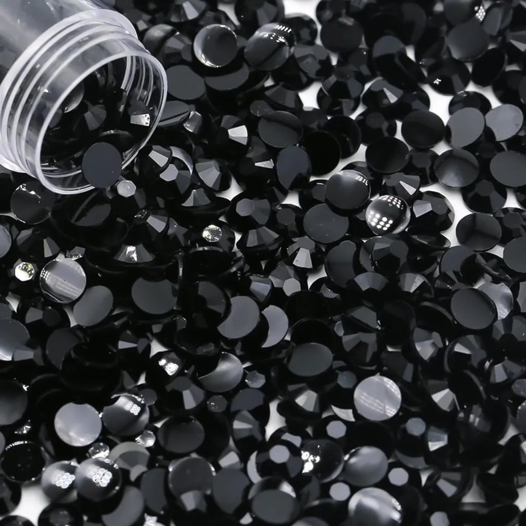 Black Flatback Resin Jelly Rhinestones 2mm 3mm 4mm 5mm 6mm Drill Faux Gems Bead for Crafts DIY Nail Art Charms Supplies