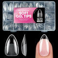 360Pcs/1box Nail Tips with Short Almond and Short Square Soft Gel Nail Tips Full Cover False Nail Tips for Acrylic Nails Salon