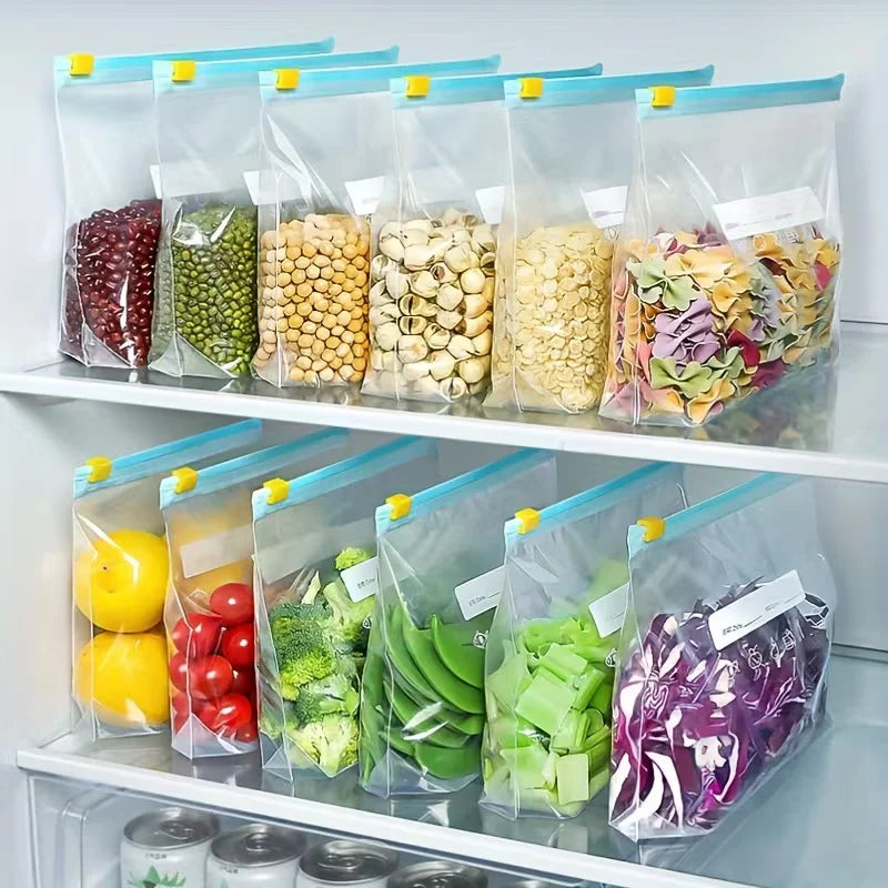 45pcs Leak-Proof Reusable Food Storage Bags with Zipper Seal for Fruits, Vegetables, Meats & Grains