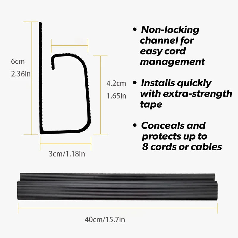 Channel Desk Cable Organizer Cable Management Accessories White Cable Protecter No Drilling Under Desk Management Tray