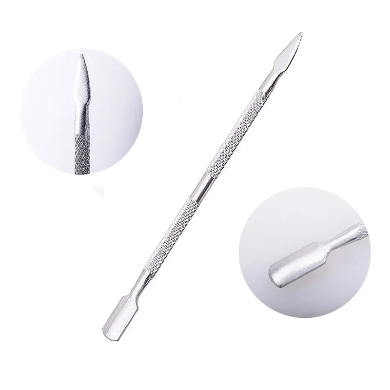 4 Pcs/Set Steel Double-ended Cuticle Pusher Dead Skin Remover Manicure Cleaner Care Nails Art Tool All for Manicure Set