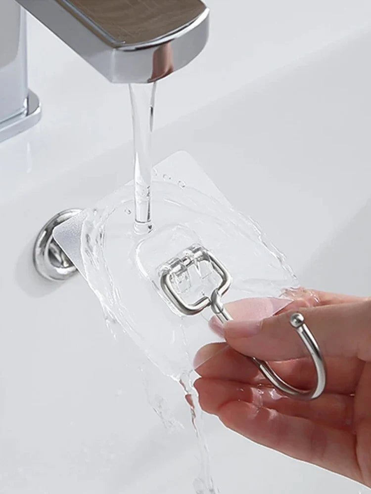 5/20 Pcs Heavy Hooks Duty  Waterproof Adhesive Wall Hooks Nail-Free Transparent  Autohesion Waterproof HooksFor Kitchen Bathroom