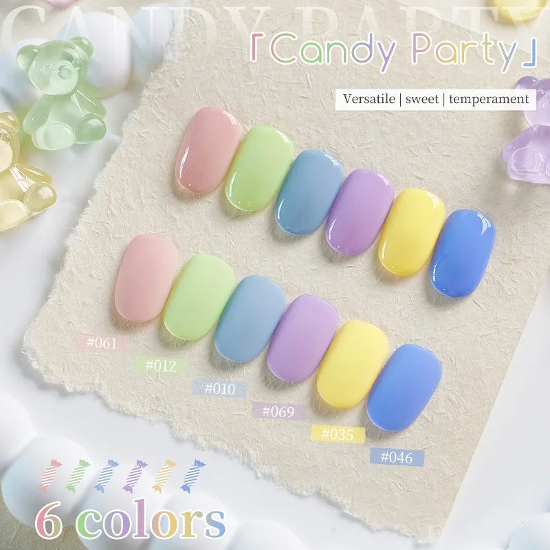 Candy Color Nail Gel Polish Set 6 Color High Saturation Macaron UV LED Soak Off Gel Varnish Nail Art Salon Professional Manicure