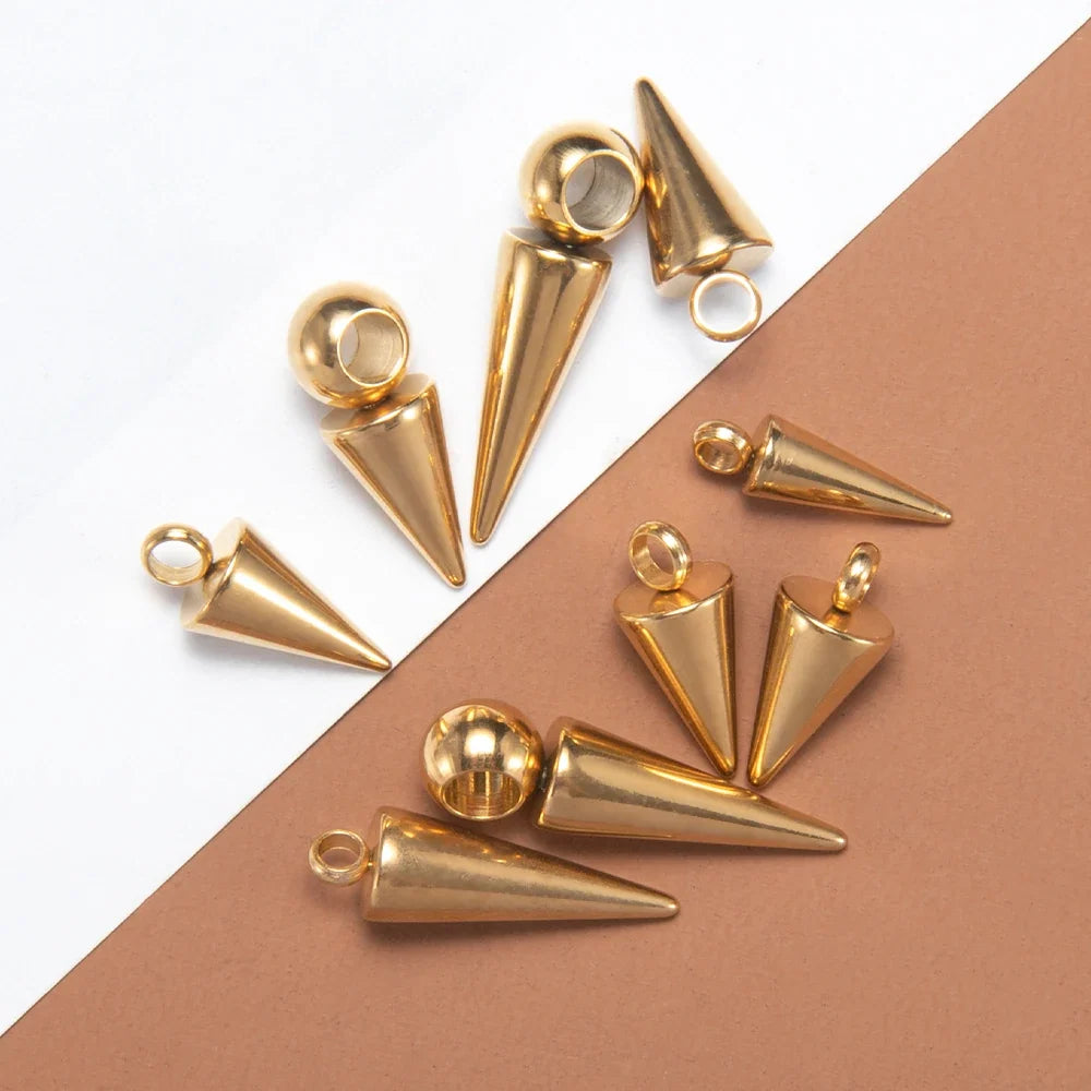 10pcs Stainless Steel Cone Pendants Retro Spike Pendants for DIY Jewelry Making Supplies