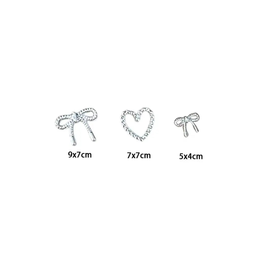 10Pcs/Bag Mini Bowknot Nail Art Charms Super Shiny Alloy Love Nail Decals Silver Metal Nail Art Decorations