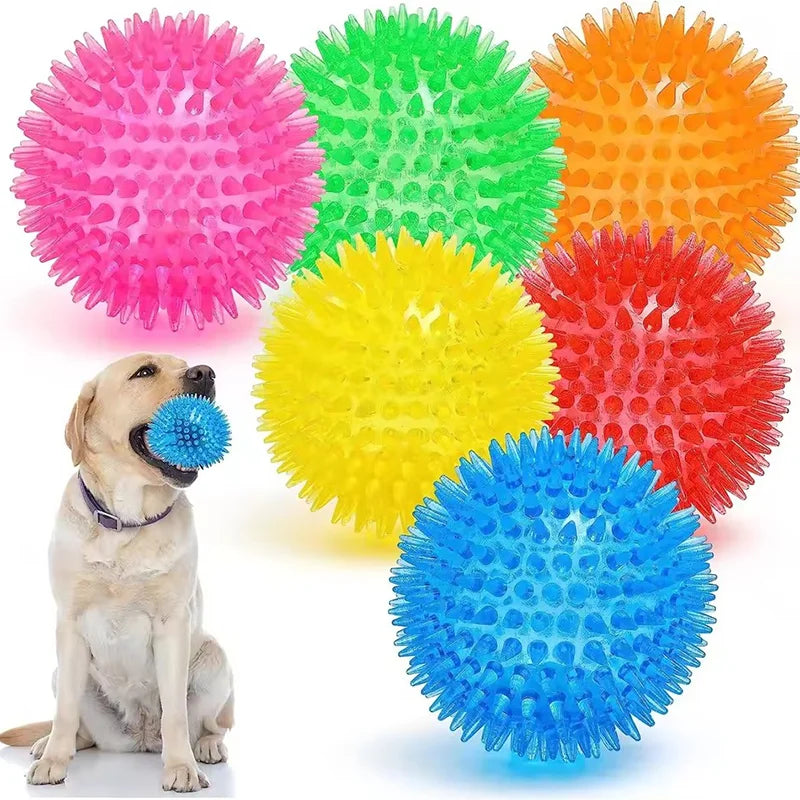 Dog Toy Ball High Elastic TPR Squeaky Spike Ball Durable Chew Resistant Teeth Cleaning Molar Interactive Play Ball For Dog Toy