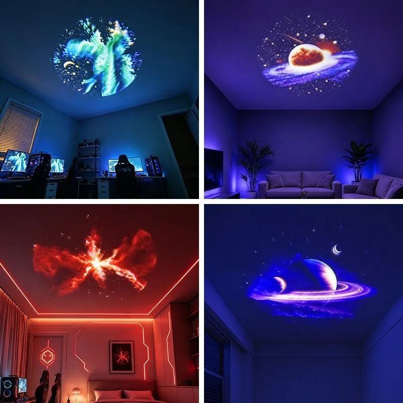 Starry Sky Light 5/10/15 Patterns Bedroom Creative LED Night Light 360 ° Rotating USB Moon Projection Light Atmosphere Lamp