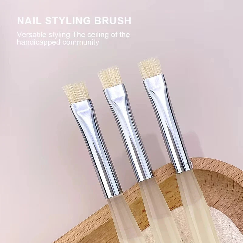 Kaniu 1/2Pcs Hard Bristle Nail Art Brush Beginner Friendly Modeling Brush Gel Painting Stripe Pen for DIY Nail Art Painting Tool
