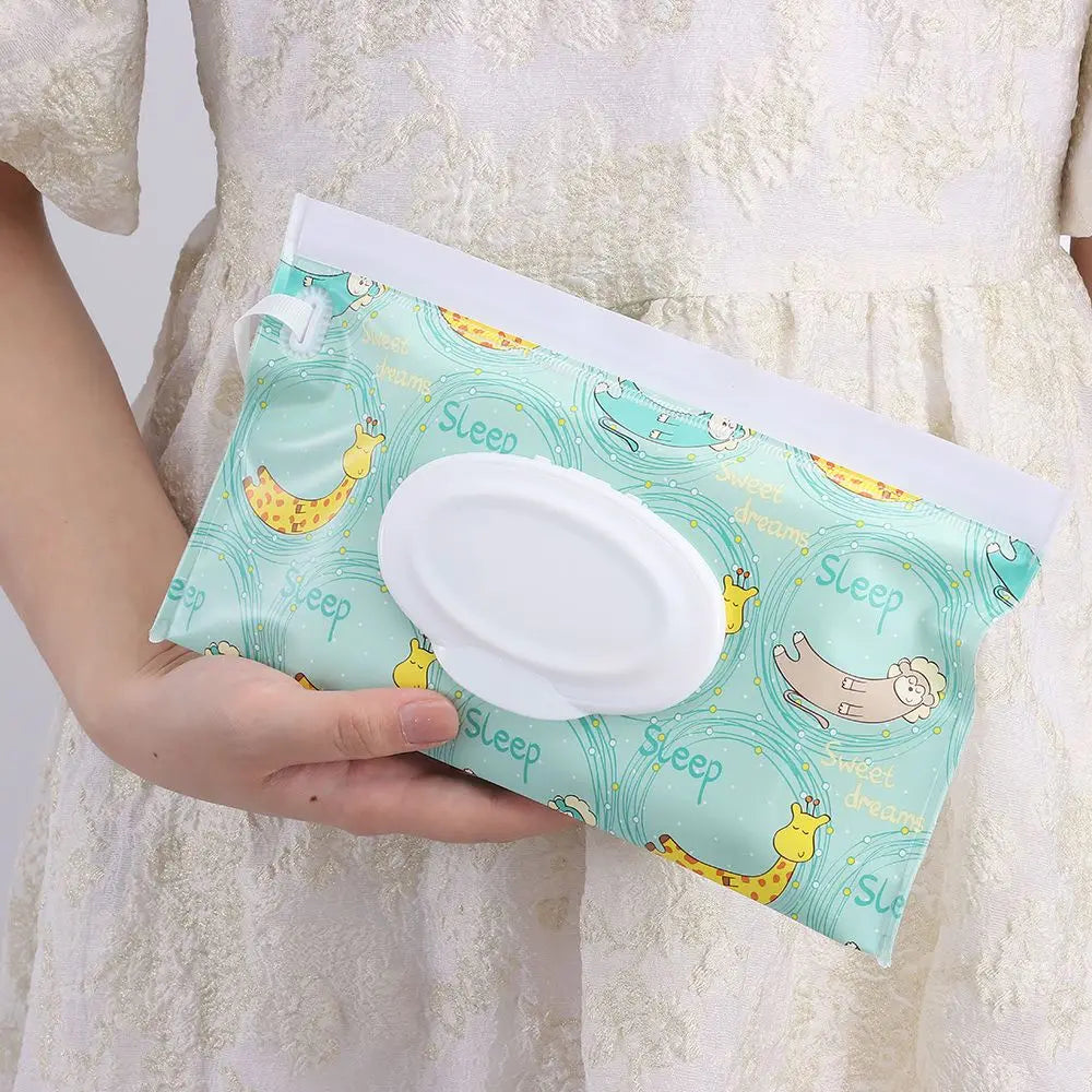 New Baby Wet Wipe Pouch Flip Cover Wipes Holder Case Reusable Tissue Box Refillable Carrying Case Portable Stroller Accessories