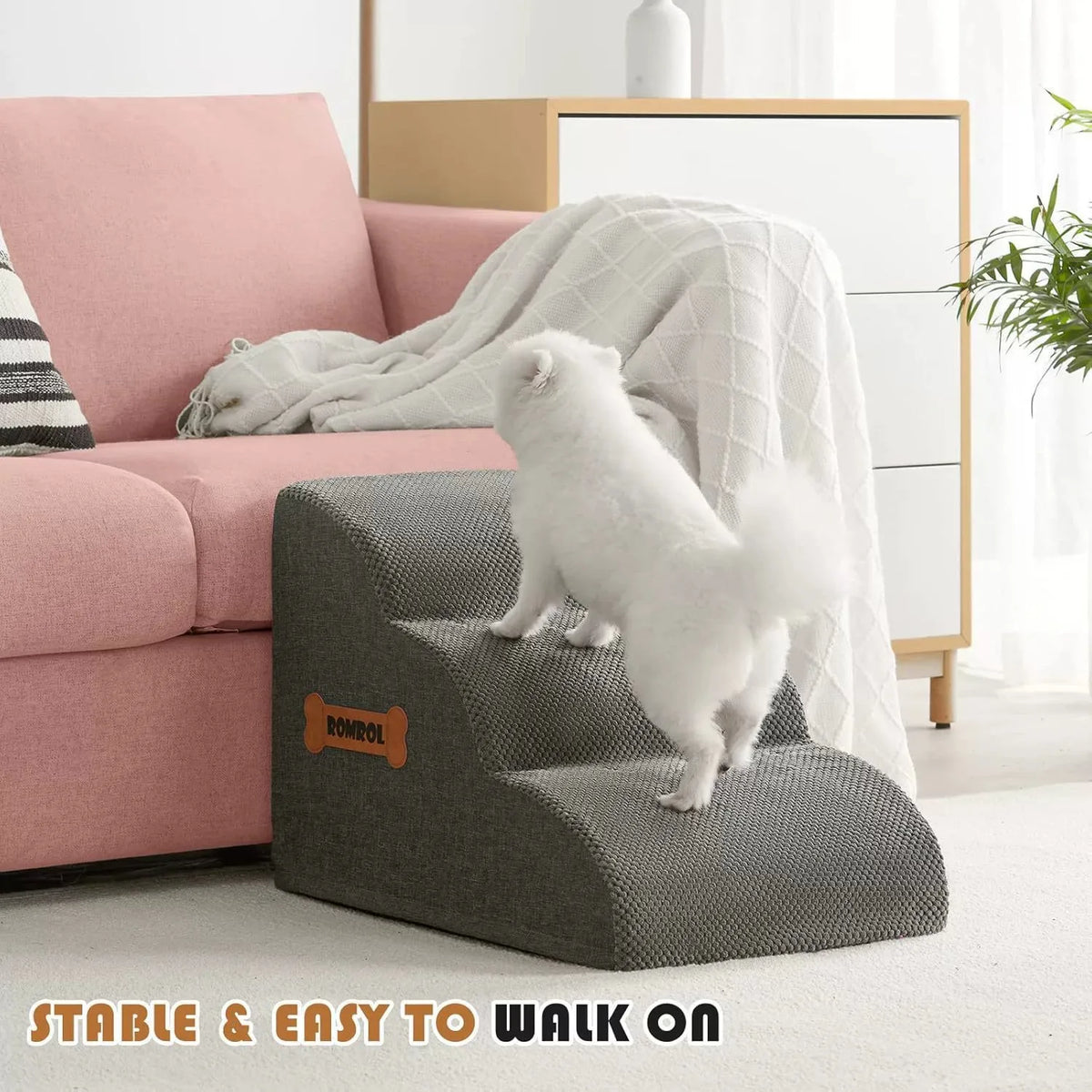 Ladder Dogs Pets Bone Handle Puppys Stairs Beside Sofa Bed Ramp for Dogs Protecting Pets Joint Safety Stairs for Pet Elderly Dog