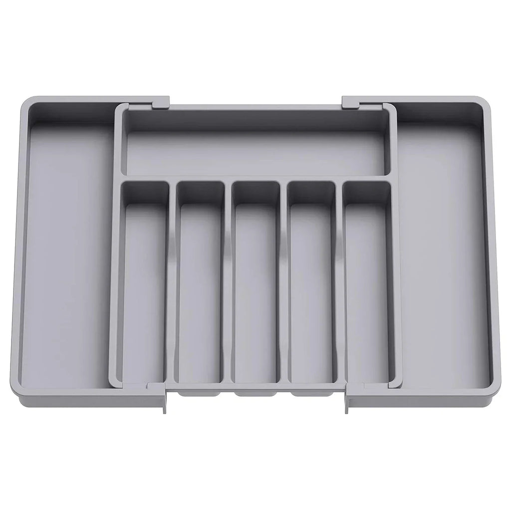 UpgradedAdjustable Cutlery Drawer Organizer Plastic Divided Storage Tray Space Saving Holder for Kitchen Knives Spoons Tableware